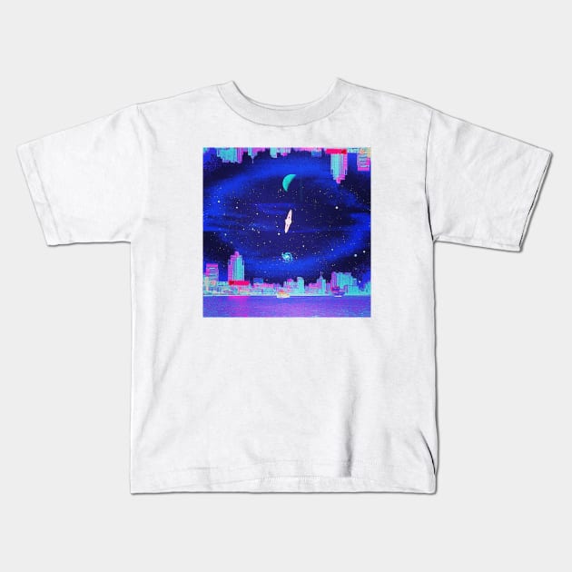 Between Two Worlds Kids T-Shirt by lofi_retrowave